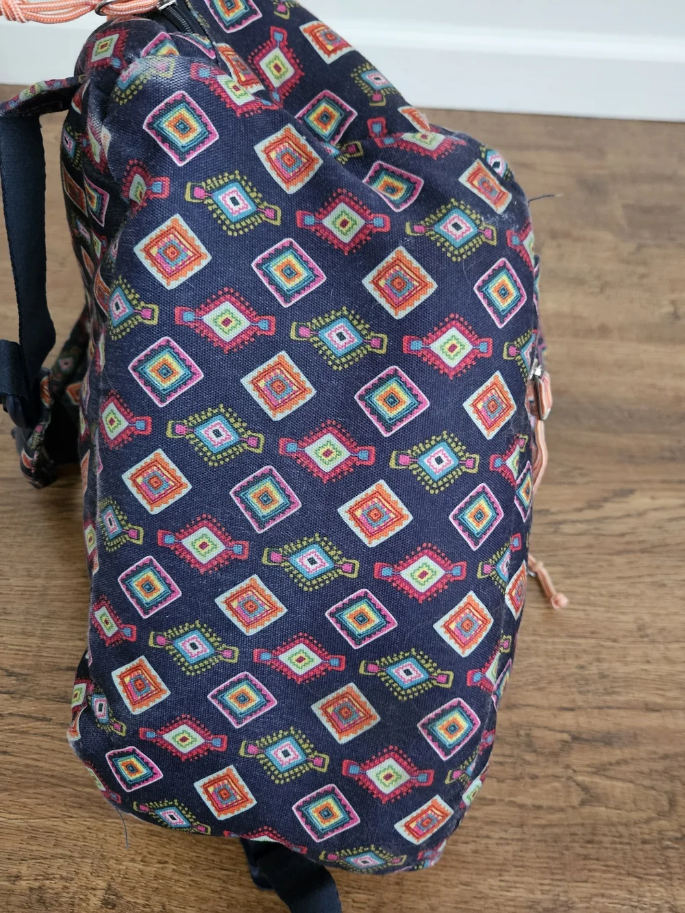 Vera Bradley Navy Backpack with Multicolor Diamond Print
